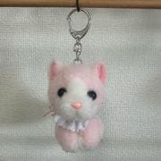 50002 ふわもこシリーズ キーチェーン付 ぬいぐるみ ネコ ピンク