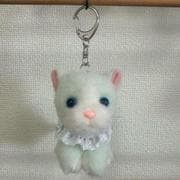50005 ふわもこシリーズ キーチェーン付 ぬいぐるみ ネコ グリーン