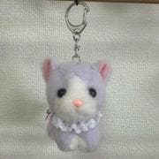 50006 ふわもこシリーズ キーチェーン付 ぬいぐるみ ネコ パープル