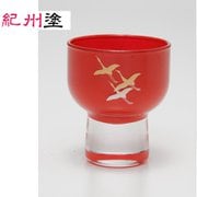 770011 [盃1P 赤 蒔絵千羽鶴 和風グラス]