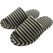 NPAK24901 [REply パイルボーダー外縫いスリッパ L 約25cm～27cm カーキ]