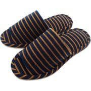 NPAK24901 [REply パイルボーダー外縫いスリッパ L 約25cm～27cm ネイビー]