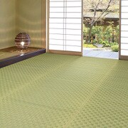 裏付き 市松柄 い草カーペット 若月 江戸間2畳 グリーン