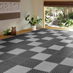 洗えるい草風カーペット 矢倉 江戸間15畳 グレー