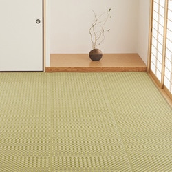 洗えるい草風カーペット ルイス 江戸間3畳 グリーン