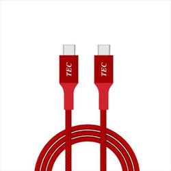 PD100W対応 USB2.0 高耐久 Type-C to Cケーブル 0.3m 赤 TUSBC20-RD03M