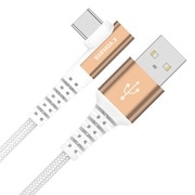 USB A to USB C 強靭 ケーブル L字型 1.2m 高耐久 QC対応 出力3A ホワイト JKLSAC120WH