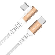 USB C to USB C 強靭 ケーブル L字型 1.2m 高耐久 PD&QC対応 60W 20V 3A ホワイト JKLSCC120WH