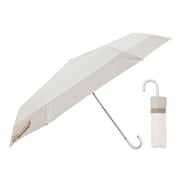 24LD-PKT-1M/ホワイト/ベージュ [折りたたみ傘 晴雨兼用 LINEDROPS 50cm 手開き式 UVカット 遮光率99％以上 グログランリボン バイカラー シンプル レディース ホワイト×ベージュ 57407]