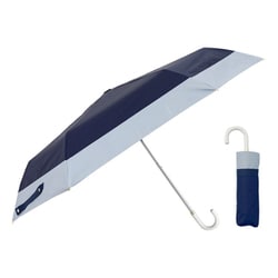 折りたたみ傘 晴雨兼用 LINEDROPS 50cm 手開き式 UVカット 遮光率99％以上 グログランリボン バイカラー シンプル レディース ネイビー×ブルーグレー 57411 24LD-PKT-5M/ネイビー/ブルーグレー