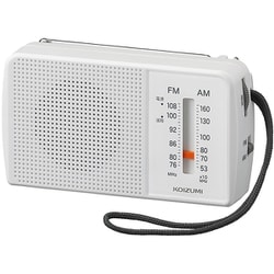 AM/FMラジオ ワイドFM対応 USB-C充電/乾電池 電源切替え式 横型 スピーカー内蔵 イヤホン付属 ホワイト SAD-7229/W