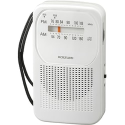 AM/FMラジオ ワイドFM対応 USB-C充電/乾電池 電源切替え式 縦型 スピーカー内蔵 イヤホン付属 ホワイト SAD-7230/W