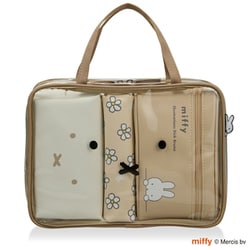 7122 B264 ベージュフェイス [ミッフィー miffy 長方形 トラベルポーチセット （ベージュ） フェイス柄]