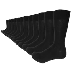 men's 強力抗菌防臭 ビジネス リブクルー丈ソックス 12足セット ブラック 25-27cm M-01-2527-BK