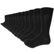 men's 強力抗菌防臭 ビジネス リブクルー丈ソックス 12足セット ブラック 25-27cm M-01-2527-BK
