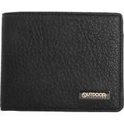 OUTDOOR PRODUCTS メタルプレート エイジング合皮 二つ折財布 BLACK 22469101