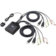 パソコン切替器 HDMI 4K対応 エミュレーション非搭載 2:1 多機能マウス対応 手元スイッチ HDCP対応 ソフト不要 ケーブル一体型 SW-KVM2WHUUS