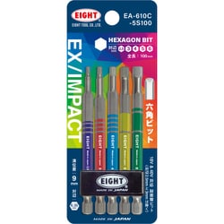 EA-610C-5S10 [EIGHT トーションビット EX/IMPACT 六角カラービット5本セット 100mm 差込溝9mm]