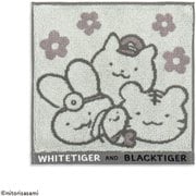 42-0020080 [タオルハンカチ ホワイトタイガーとブラックタイガー 25cm×25cm グリーン]