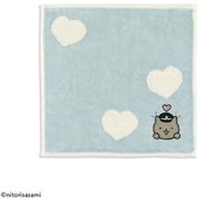 42-0040065 [タオルハンカチ ホワイトタイガーとブラックタイガー 犬のおまわりさん きゅんです 20cm×20cm ブルー]