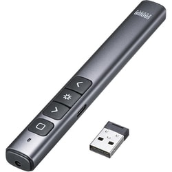 グリーンレーザーポインター パワーポイント操作対応/USB充電式 2.4GHz レシーバー本体収納可能 PSC認証 ブラック LP-RF117GM