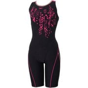 クラッシュドットルースンニースキン レディース 水着 ブラック×ピンク(KP) Sサイズ SFW12505