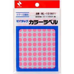 マイタック カラーラベル 88片×12シート入（1056片入） 桃 直径8mm ML-151N11