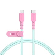 バイカラーシリコンケーブル 急速充電 PD60W対応 データ転送対応 USB-C to USB-C 1m 2年保証 ミントフラミンゴ MOT-BCCC100-MF