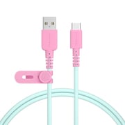 バイカラーシリコンケーブル 急速充電 データ転送対応 USB-A to USB-C 1m 2年保証 ミントフラミンゴ MOT-BCAC100-MF