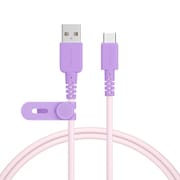 バイカラーシリコンケーブル 急速充電 データ転送対応 USB-A to USB-C 1m 2年保証 ピンクライラック MOT-BCAC100-PC