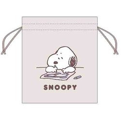 限定 サガラ刺繍巾着 PEANUTS happiness time レター S2334976