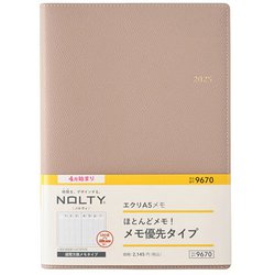 2025年4月始まり ウィークリー手帳 NOLTY（ノルティ） エクリA5メモ（グレージュ） 2025-9670