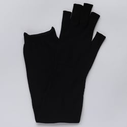 UVカット率99％ 内側シルク混 5本指アームカバー ロング丈 鉄黒 7530-05
