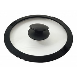 さっと湯切りができる シリコーン縁巻 ガラス蓋 20cm HC-0812