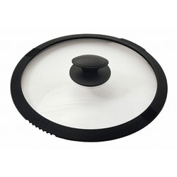 さっと湯切りができる シリコーン縁巻 ガラス蓋 24cm HC-0814