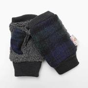 BL70028F8 MEN Harris Tweed フィンガーレスグローブ グローブ ブラックウォッチ bl70028f8