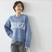 fr980042 [980042002 【カレッジロゴ】カジュアルニットプルオーバ― プルオーバー ブルー]