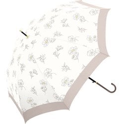 長傘 60cm ジャンプ式 ドローイングフラワー オフホワイト 715-064