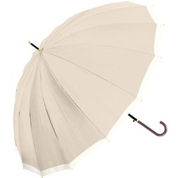 長傘 55cm ジャンプ式 16Kバイカラー ベージュ 735-032