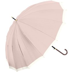 長傘 55cm ジャンプ式 16Kバイカラー ピンクベージュ 735-032