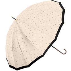 長傘 55cm 手開き式 16Kドットバイカラー ベージュ 735-034