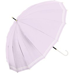 長傘 55cm 手開き式 16Kラインボーダー パープル 735-035