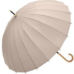 長傘 58cm 手開き式 24K無地 グレージュ 735-037