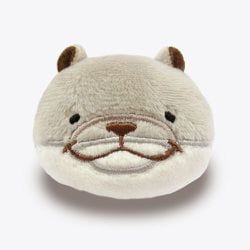 MOKB-0080KG もちシリーズ フェイスぬいぐるみバッジ もちかわうそ（グレー）