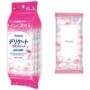 C01300 [女性用 デリケート ウェットシート Femia 10枚入ミニ×3個 （サボンの香り） トイレに流せる 日本製]
