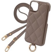 QS-IP11-TP [iPhone 11 用 ケース キルティングショルダーケース スマホケース ショルダータイプ スタンド機能 エレガンテ Elegante/トープ]