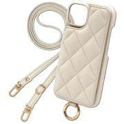 QS-XP10-6-IV [Xperia 10 VI 用 ケース キルティングショルダーケース スマホケース ショルダータイプ スタンド機能 エレガンテ Elegante/アイボリー]