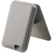 AMS-MAGWSGY [カードケース スマホスタンド MagSafe iPhone 用 カード ウォレット 2～3枚収納 磁気防止シート付属 マグネット 簡単脱着 軽量 薄型 グレー]