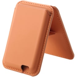 AMS-MAGWSDR [カードケース スマホスタンド MagSafe iPhone 用 カード ウォレット 2～3枚収納 磁気防止シート付属 マグネット 簡単脱着 軽量 薄型 オレンジ]