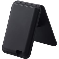 AMS-MAGWSBK [カードケース スマホスタンド MagSafe iPhone 用 カード ウォレット 2～3枚収納 磁気防止シート付属 マグネット 簡単脱着 軽量 薄型 ブラック]